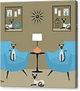 Mid Century Room With Siamese Cats Canvas Print