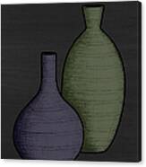 Mid Century Vases 2 Ink And Color Drawing Canvas Print