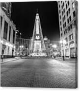 Midnight At The Indianapolis Monument Circle Of Lights Canvas Print