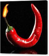 Mild Medium Hot Fire Breathing Red Chili Peppers Fire Flame Canvas Print