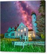 Milky Way Over Point Iroquois Lighthouse -4973 Canvas Print