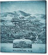 Millerton New York Vintage Map Aerial View 1887 Blue Canvas Print