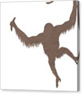 Minimal Orangutan Silhouette - Scandinavian Nursery Decor - Animal Friends - For Kids Room - Brown Canvas Print