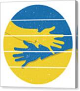 Minimalist Hands Support Ukraine, Ukraine Lives Matter Save Ukraine T-shirt, Retro Vintage Sunset Canvas Print