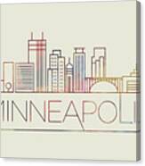 Minneapolis Thin Line City Skyline Fun Colorful Art Series Canvas Print