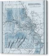 Missouri Antique Map 1831 Blue Canvas Print