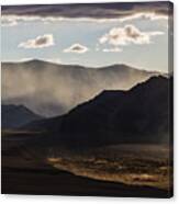 Mist Rising From Hills In Desert Landscape Canvas Print