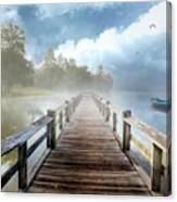 Mists Over The Wooden Dock Canvas Print