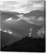 Misty Morning In Bhutan Canvas Print