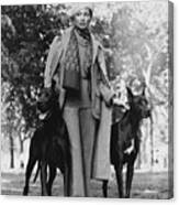 Model Beverly Johnson With Two Great Danes Canvas Print