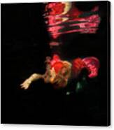 Model Underwater Swimming Upside Down Canvas Print