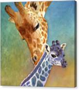 Mom And Baby Giraffe Canvas Print