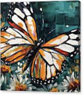 Monarch In The Daises Canvas Print