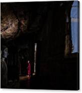 Monk At Dambulla Cave Temple Canvas Print