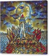 Moonlit  Lighthouse Island 1 Canvas Print