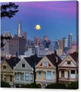 Moon Over Painted Ladies Canvas Print