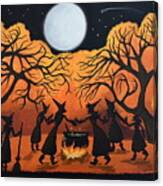 Moonlight Ritual   Witch Cat Spell Canvas Print
