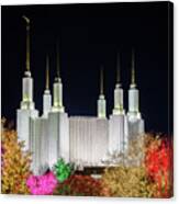 Mormon Temple In Washington Dc With Xmas Lights Canvas Print