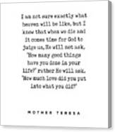Mother Teresa Quote - How Much Love - Inspiring, Motivational Quote - Minimalist, Typewriter Print Canvas Print