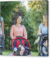 Mother's Walking With Their Kids At The Park Canvas Print