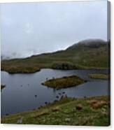 Mountain Top Angles Tarn With Thick Fog Canvas Print