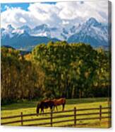 Mt. Sneffels Colorado With Horses Canvas Print