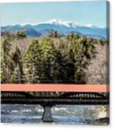Mt Washington Over The Saco River Covered Bridge Canvas Print