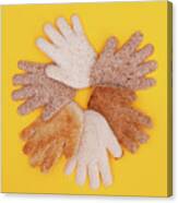 Multicultural Hands Circle Concept Made From Bread Canvas Print