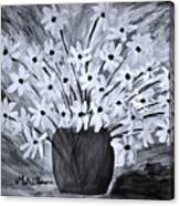 My Daisies Black And White Version Canvas Print