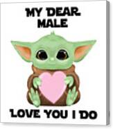 My Dear Male Love You I Do Cute Baby Alien Sci-fi Movie Lover Valentines Day Heart Canvas Print