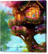 My Summer Treehouse By The Lake Canvas Print