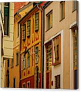 Narrow Street With Colorful Old Town Houses Canvas Print
