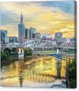 Nashville Tennessee Sunset At Cumberland River Canvas Print