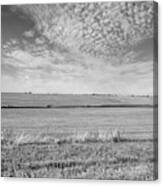 Nebraska Farm And Honeycomb Clouds Grayscale Canvas Print