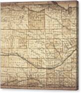 Nebraska Vintage Topographical Map 1885 Sepia Canvas Print