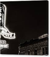 Neon Stampede Sepia Panorama - Fort Worth's Soul Shines Brightest In The Stockyards Canvas Print
