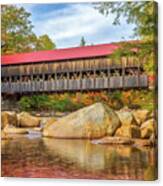 New England Fall Foliage Colors At The Albany Covered Bridge Canvas Print