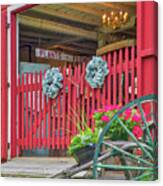 New England Farm Stand At The Wayside Inn Historic District Red Old Barn Canvas Print