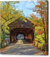 New Hampshire Fall Foliage At The Albany Covered Bridge Canvas Print