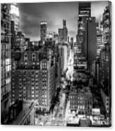 New York City At Night From The Rooftops - Black And White Canvas Print