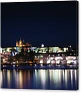 Night View Of The Old Town Of Prague With Prague Castle Canvas Print