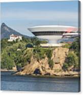 Niteroi Museum Church And Christ The Redeemer Canvas Print