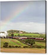 Norfolk Steam Train With Weybourne Windmill And Rainbow Canvas Print