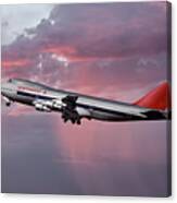 Northwest Boeing 747 At Sunset Canvas Print