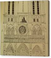 Notre Dame Ink Drawing Canvas Print