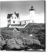 Nubble Light, Maine In Monochrome Canvas Print