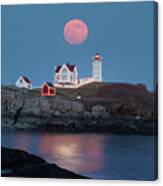 Nubble Lighthouse Lit For The Season Canvas Print