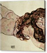 Nude Lying On Her Belly By Schiele Canvas Print