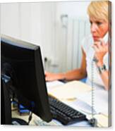 Nurse In Her Office,her Daily Paper Work... Canvas Print