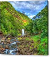 Oahu Hi Waimea Valley Falls The Valley Of The Priests Hawaiian Landscape Art Canvas Print